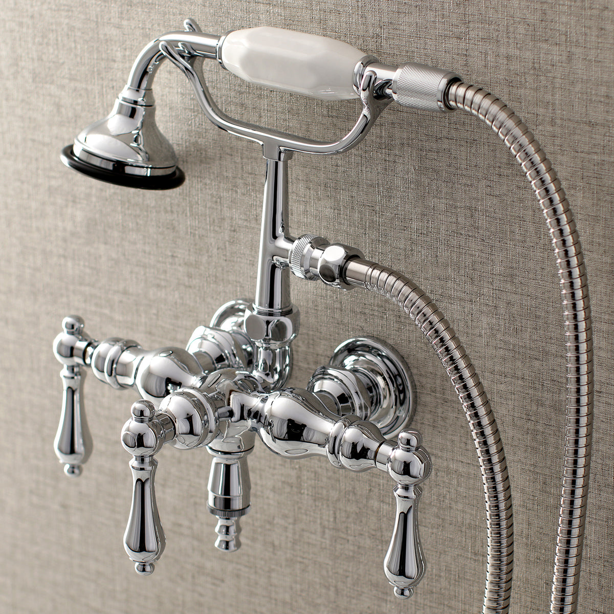 Aqua Vintage 3-3/8 Inch Wall Mount Tub Faucet with Hand Shower