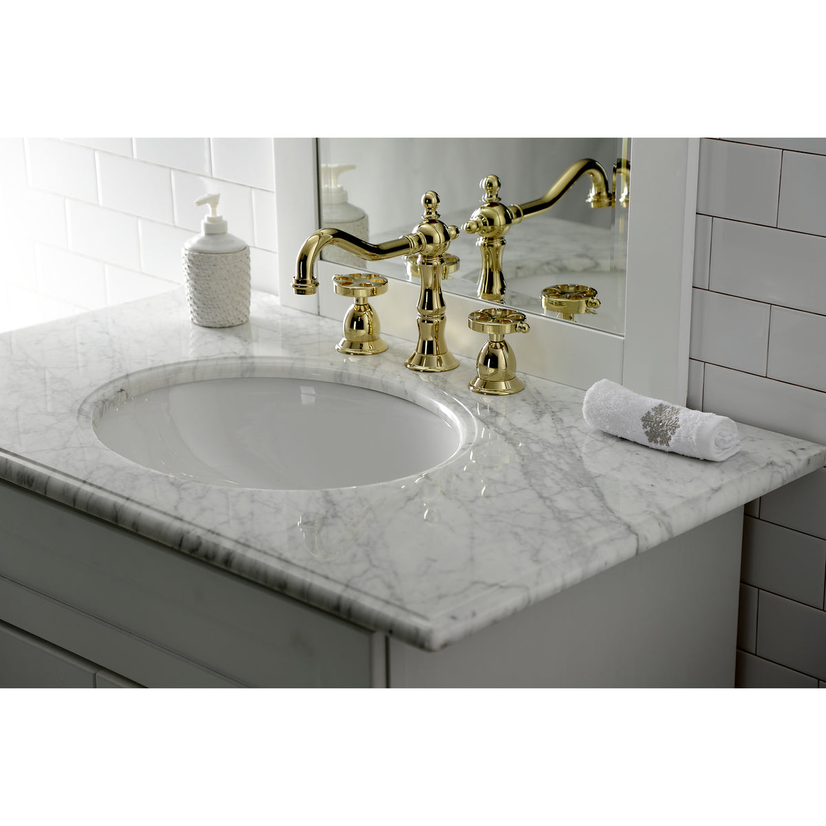 Kingston Brass KS1978RX Belknap Widespread Bathroom Faucet with Brass Pop-Up