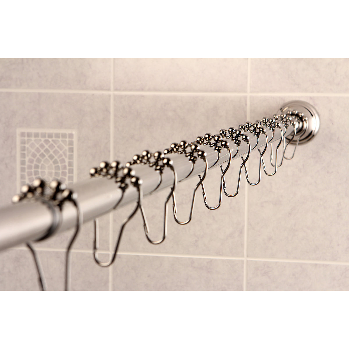 Kingston Brass Straight Shower Curtain Rod with Shower Curtain Rings