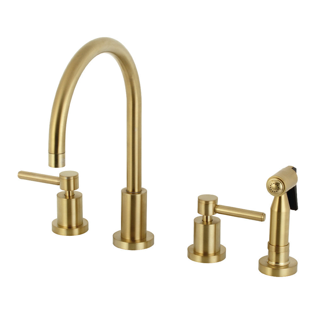 Kingston Brass KS8720DLBS Concord 8-Inch Widespread Kitchen Faucet with Brass Sprayer