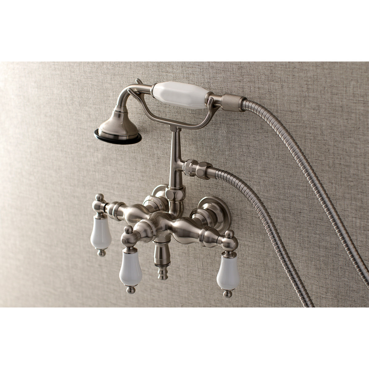 Aqua Vintage 3-3/8 Inch Wall Mount Tub Faucet with Hand Shower