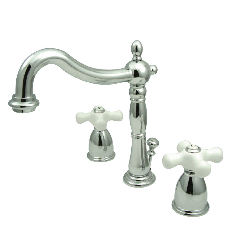 Kingston Brass KB1976PX Heritage Widespread Bathroom Faucet with Brass Pop-Up
