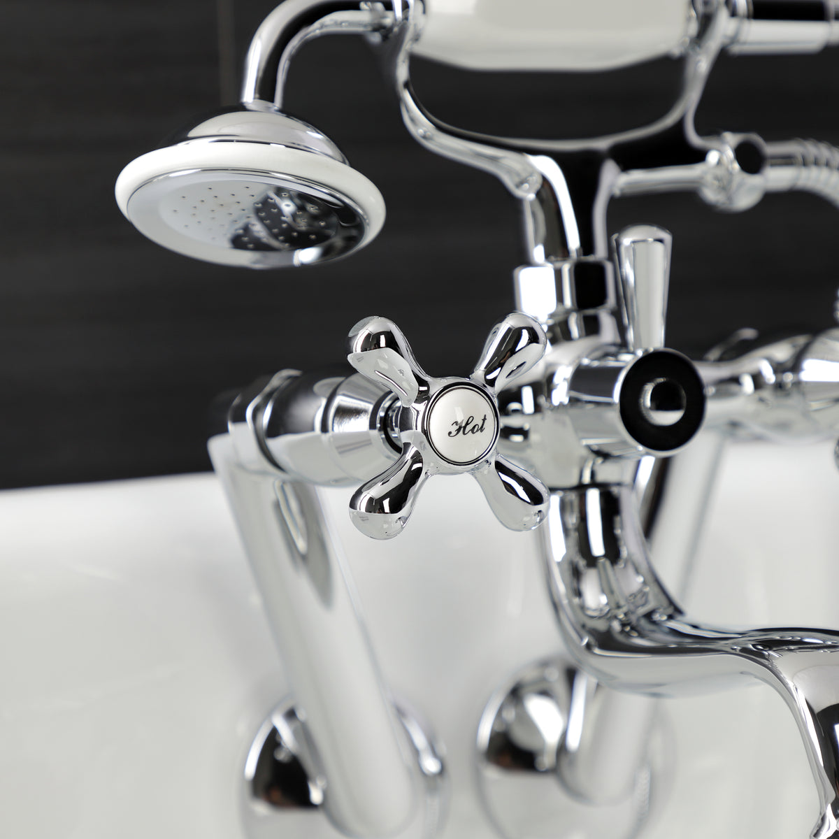 Kingston Wall Mount Clawfoot Tub Faucet with Hand Shower