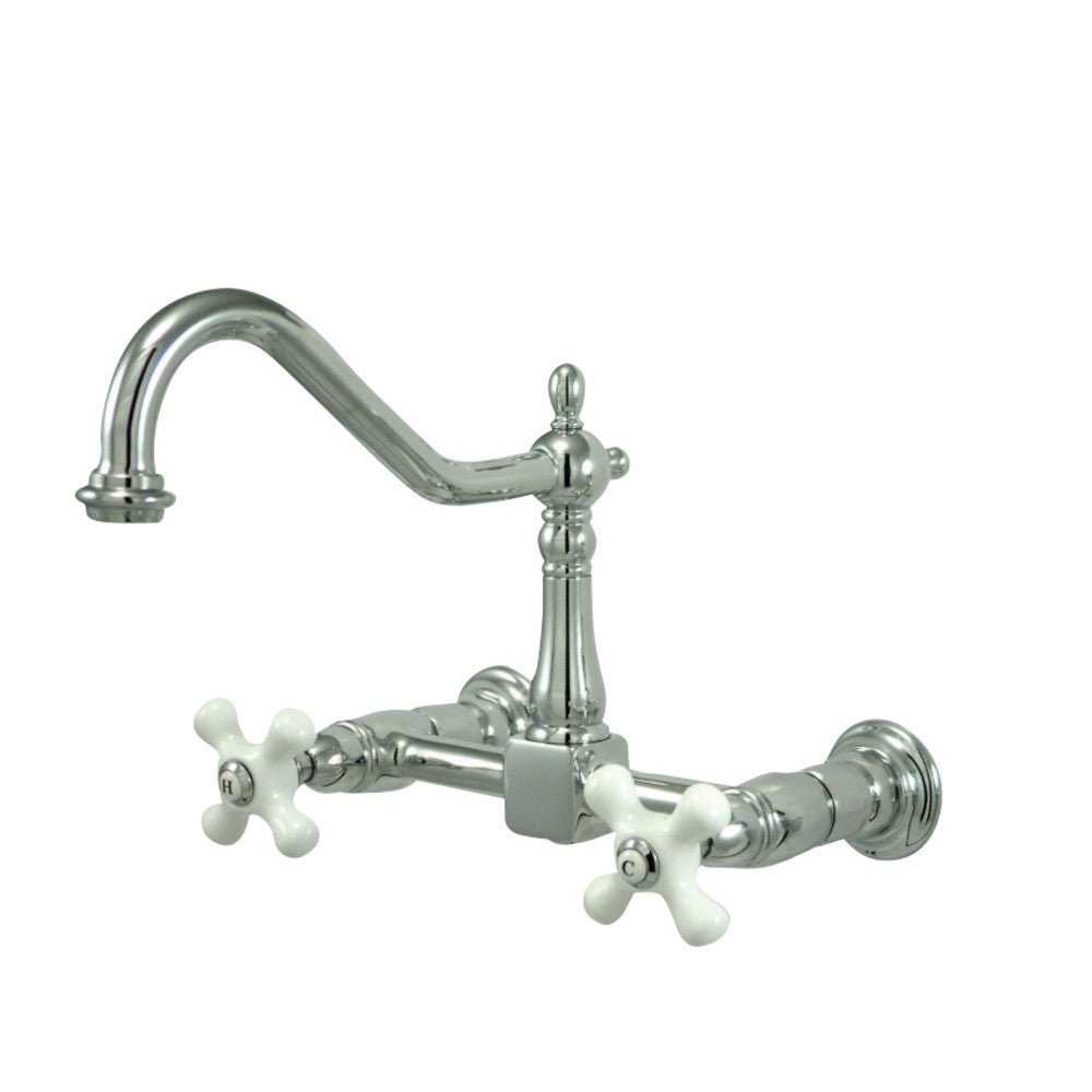 Kingston Brass KS1245PX Heritage Wall Mount Bridge Kitchen Faucet