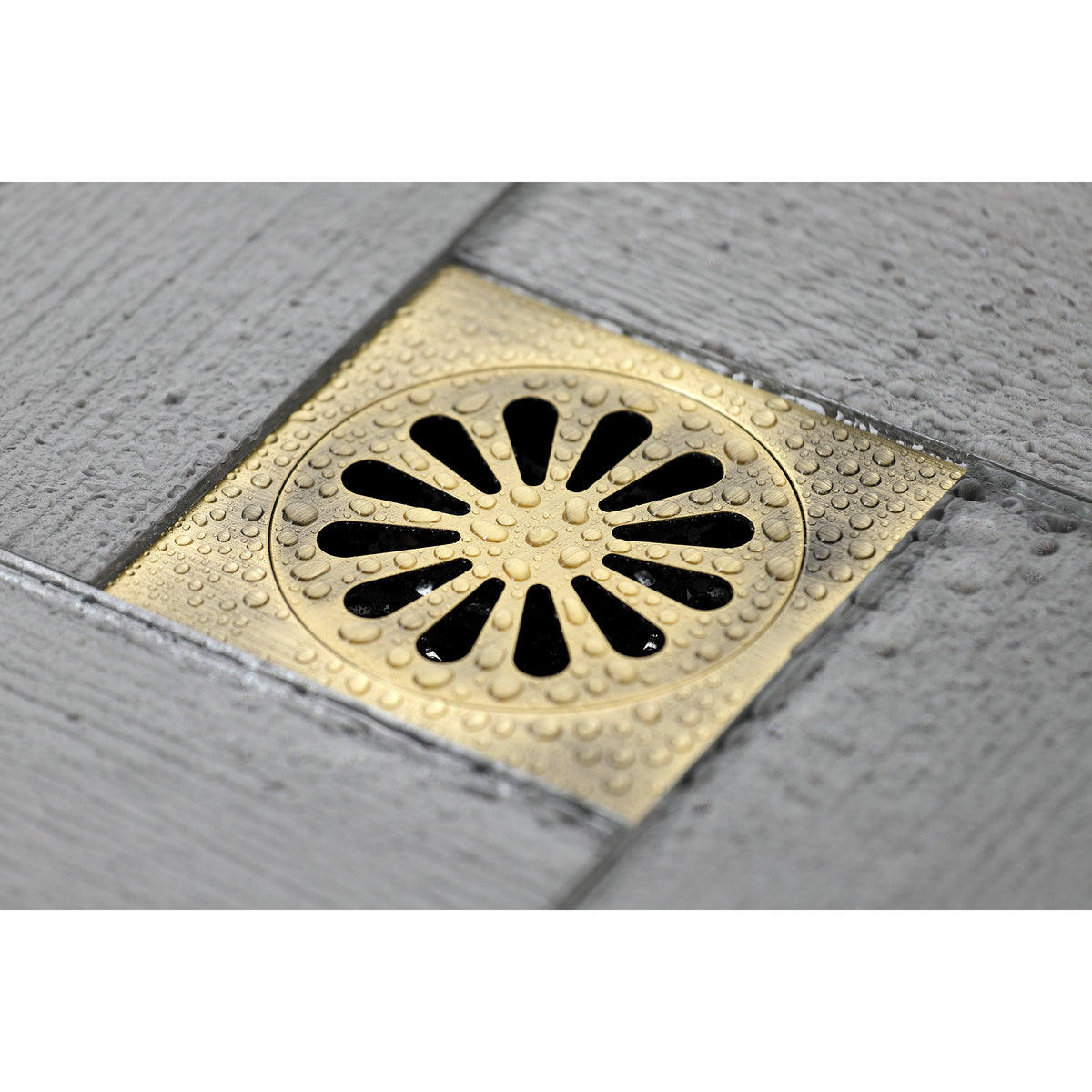 Kingston Brass Watercourse Sunburst 4&quot; Square Grid Shower Drain