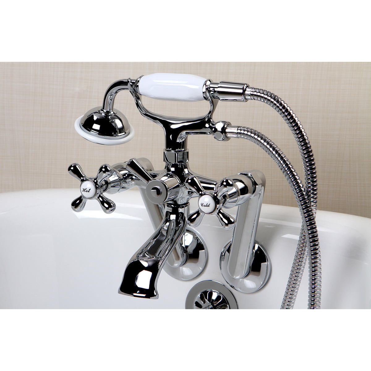 Kingston Tub Wall Mount Clawfoot Tub Faucet with Hand Shower