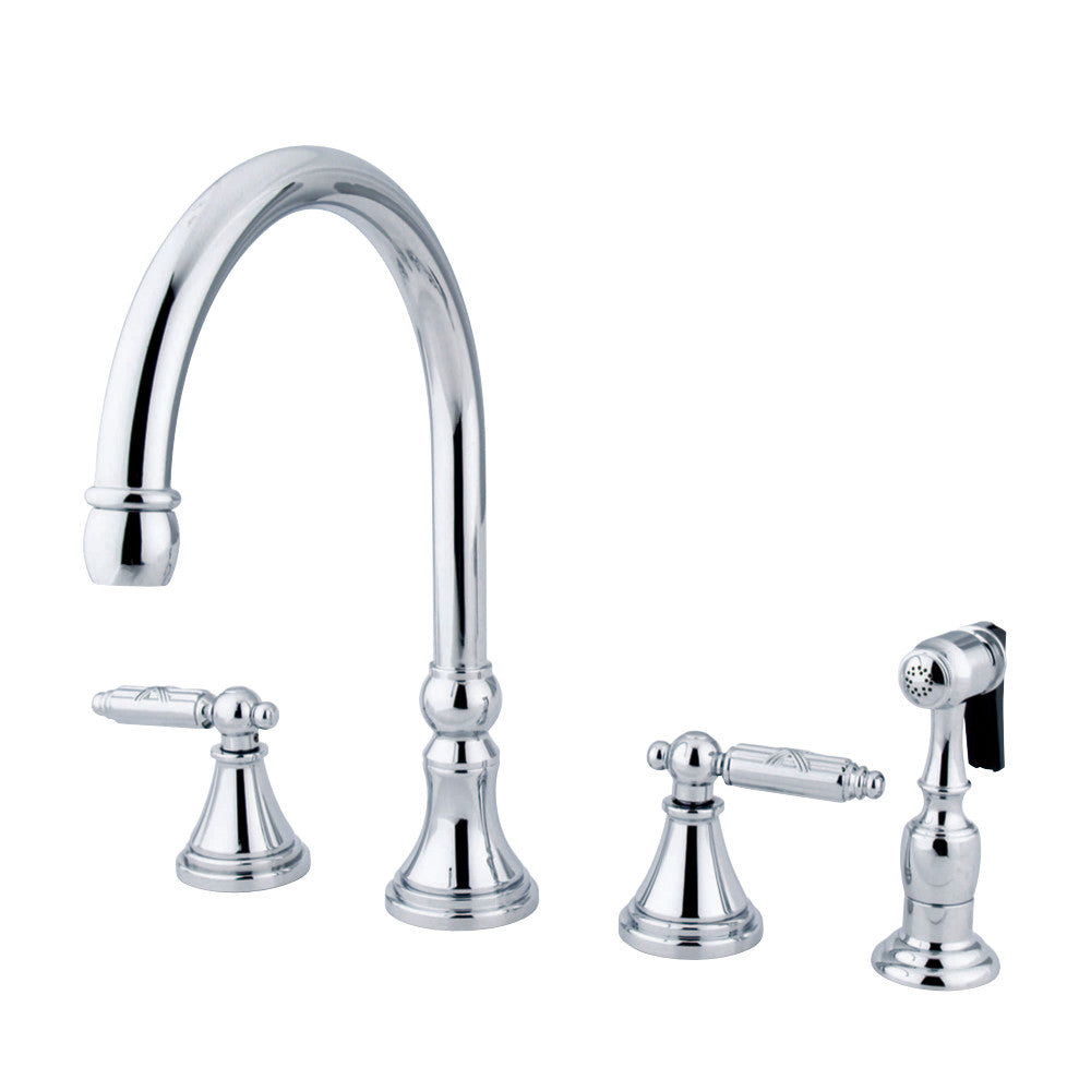 Gourmetier GS2798GLBS Widespread Kitchen Faucet with Brass Sprayer