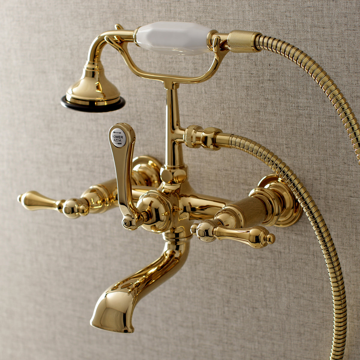 Aqua Vintage 7-Inch Wall Mount Tub Faucet with Hand Shower