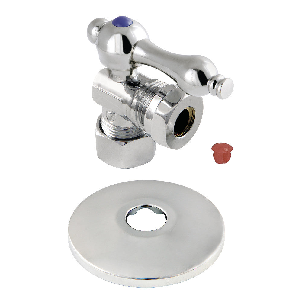 Kingston Brass 5/8-Inch OD X 1/2-Inch or 7/16-Inch Slip Joint Quarter-Turn Angle Stop Valve with Flange