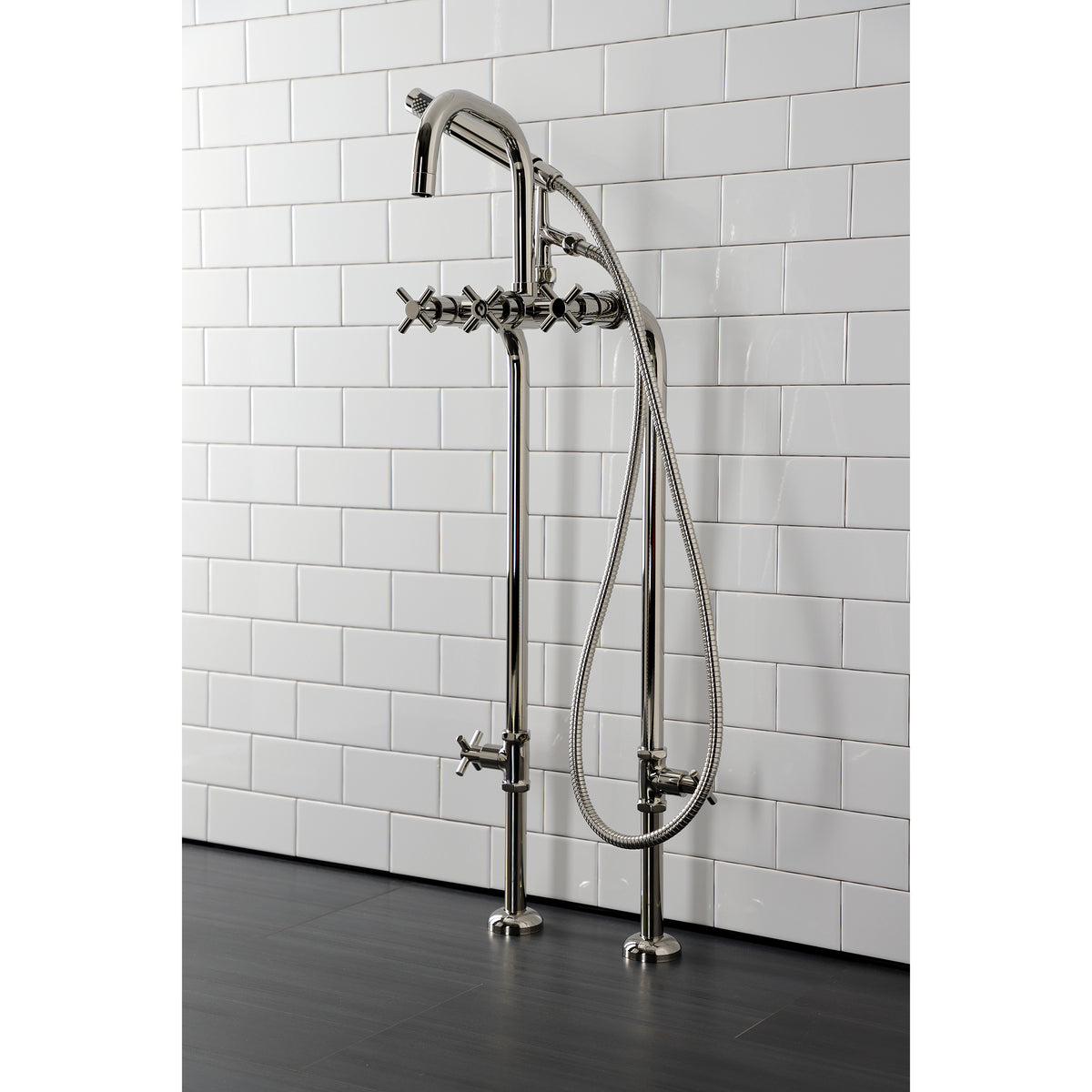Aqua Vintage Concord Freestanding Tub Faucet with Supply Line, Stop Valve