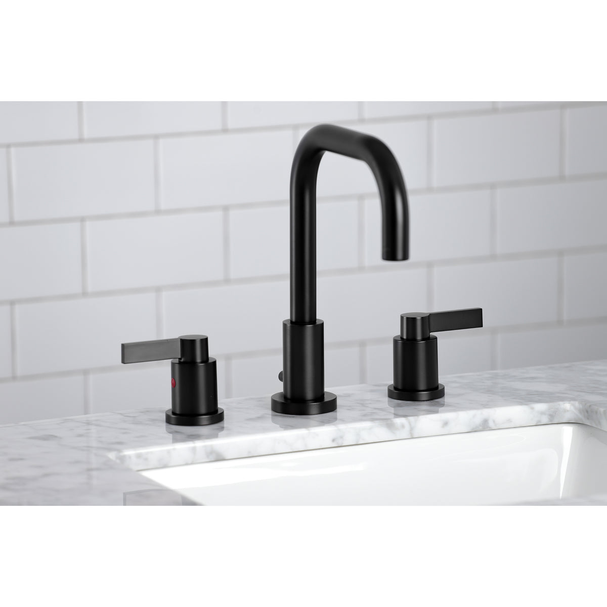 Kingston Brass FSC8938NDL NuvoFusion Widespread Bathroom Faucet with Brass Pop-Up