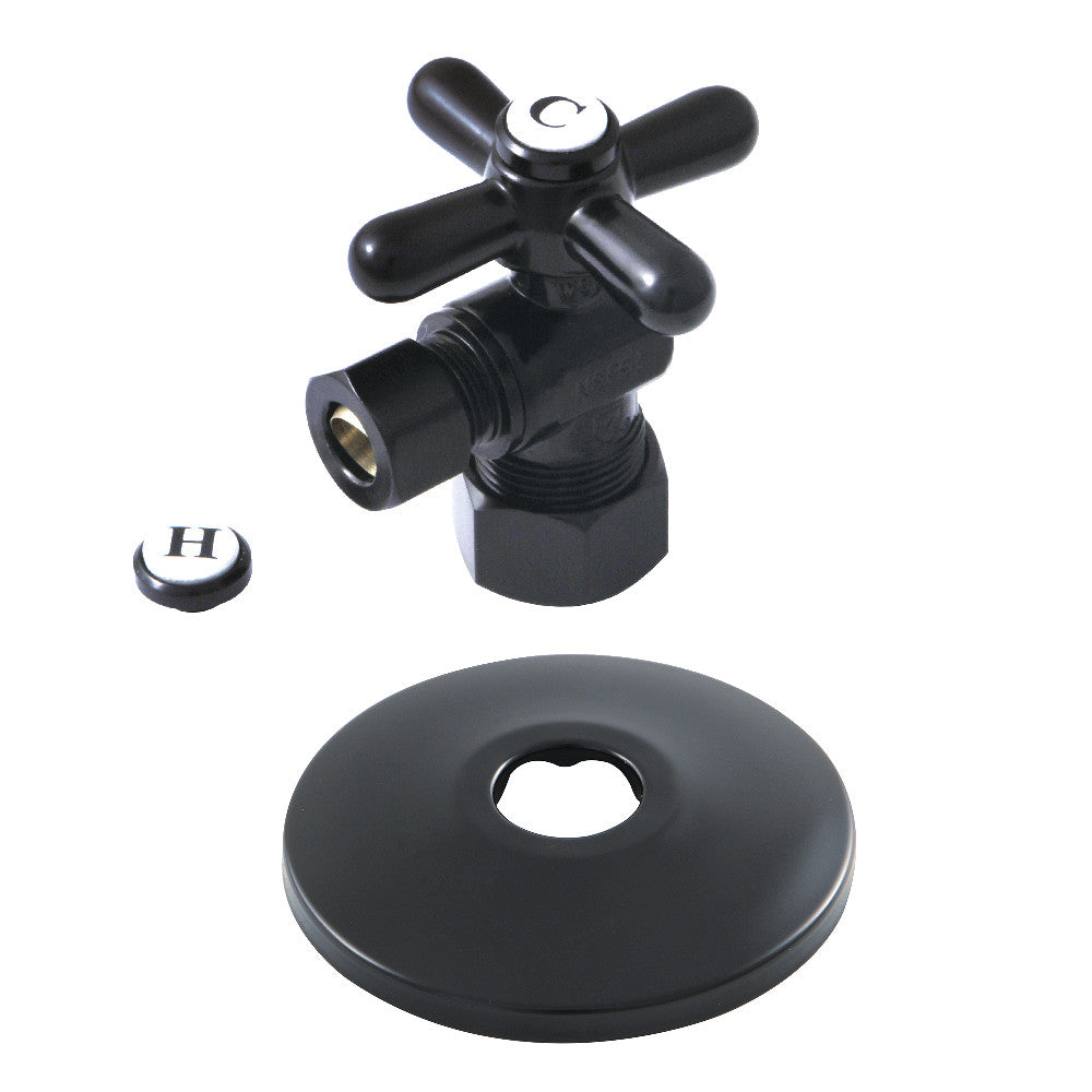 Kingston Brass 5/8-Inch X 3/8-Inch OD Comp Quarter-Turn Angle Stop Valve with Flange