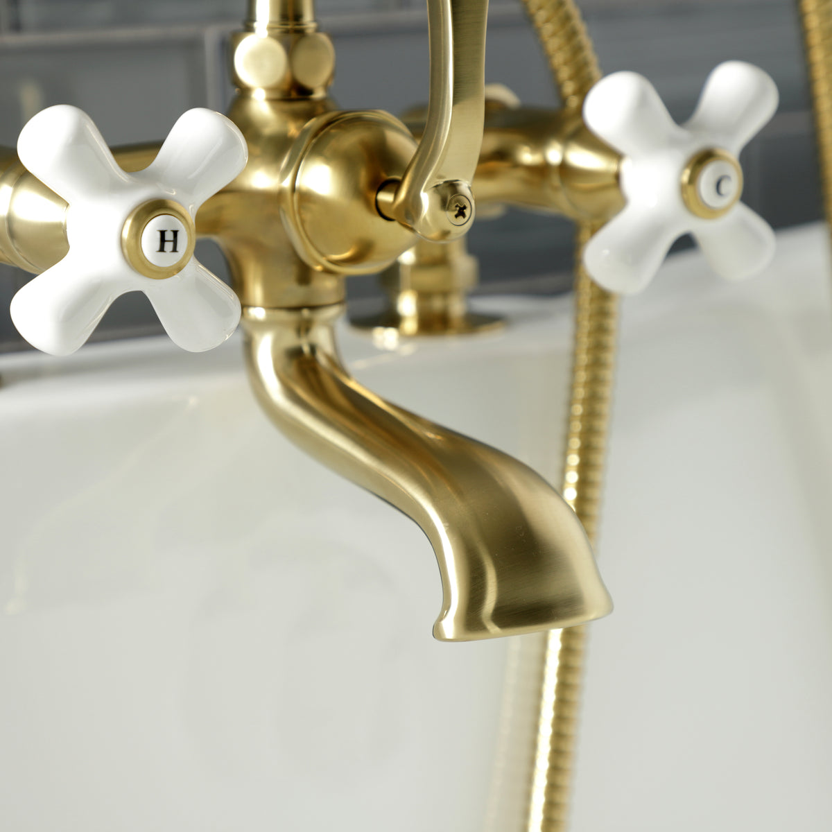 Aqua Vintage 7-Inch Tub Faucet with Hand Shower