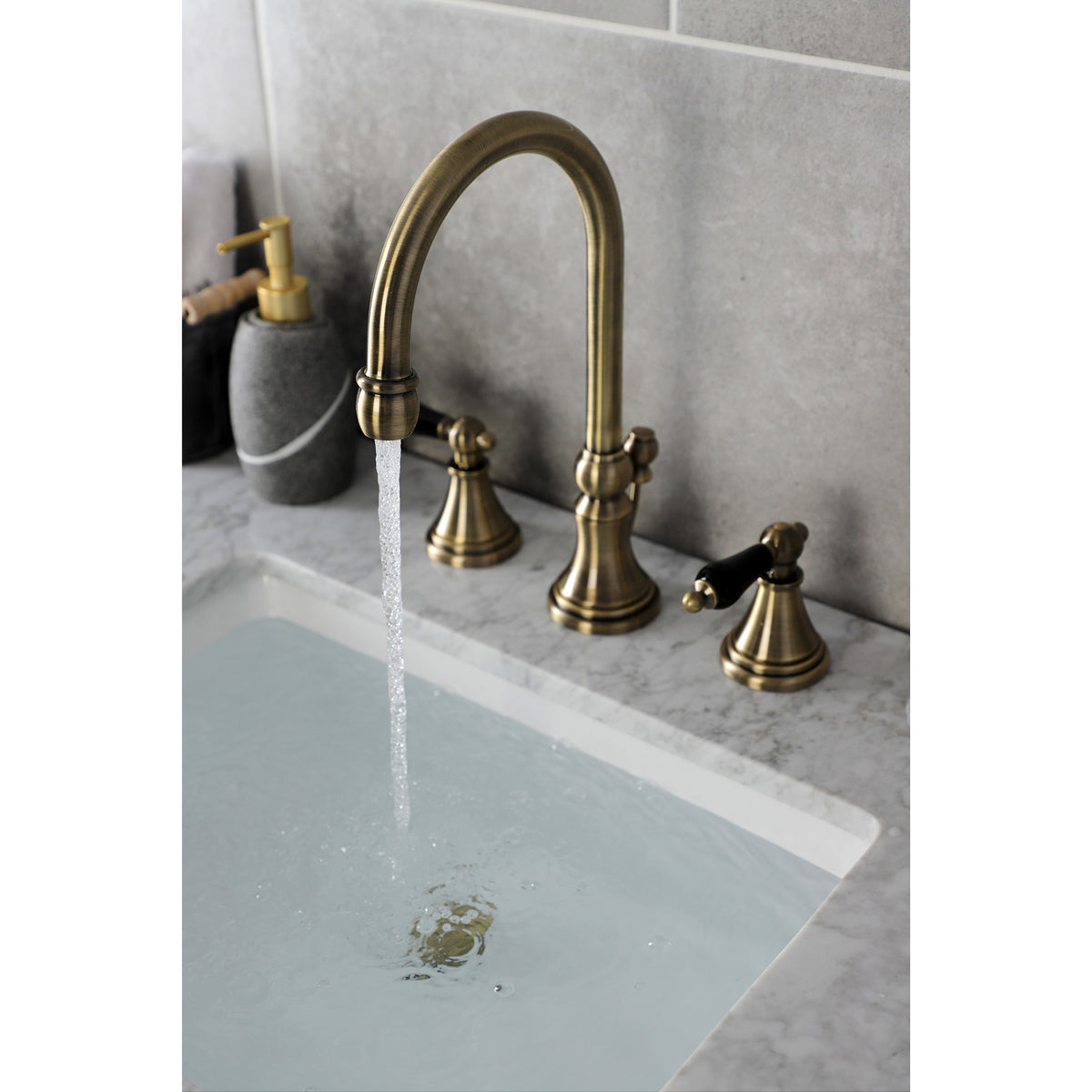 Kingston Brass KS2982PKL Duchess Widespread Bathroom Faucet with Brass Pop-Up
