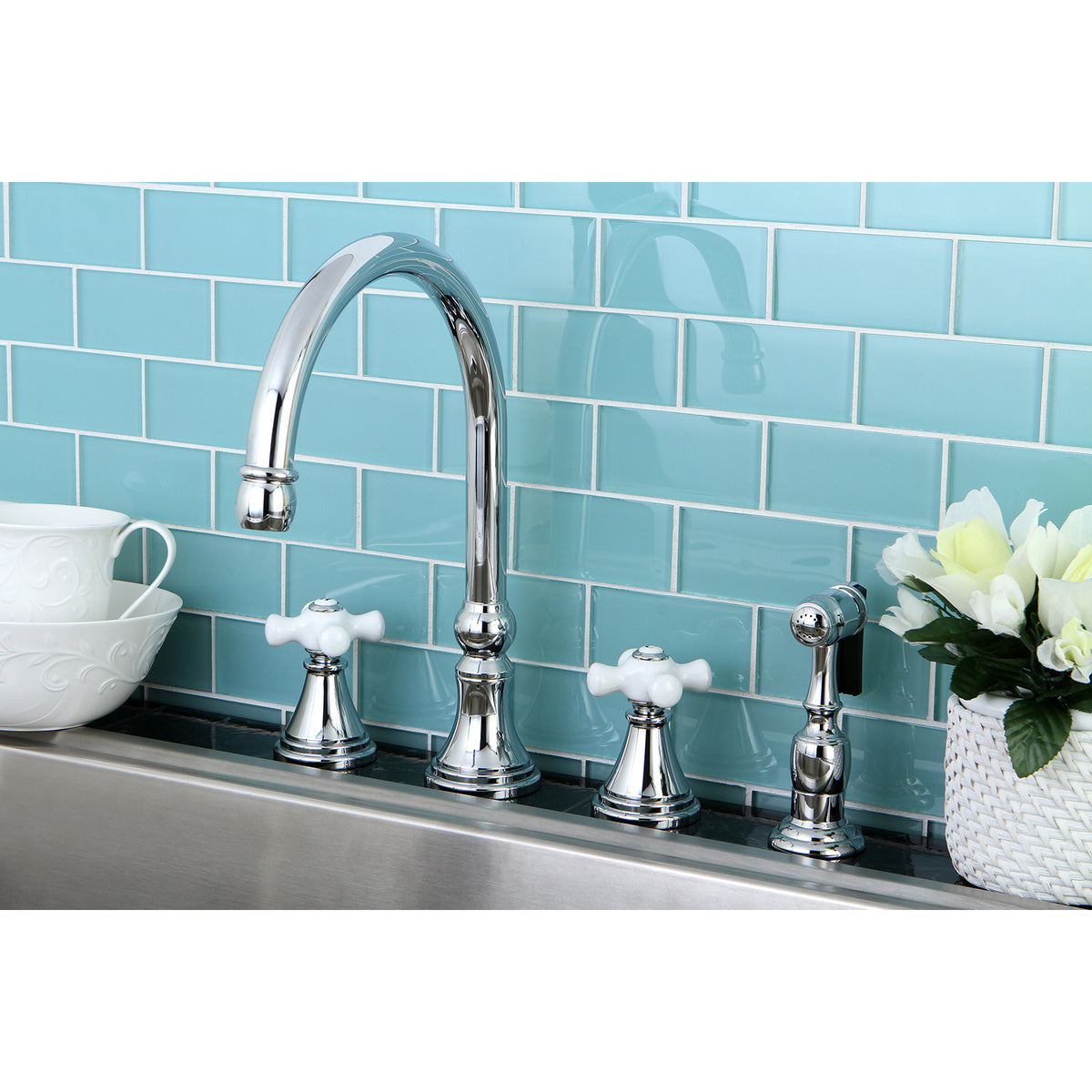 Kingston Brass KS2792PXBS Widespread Kitchen Faucet
