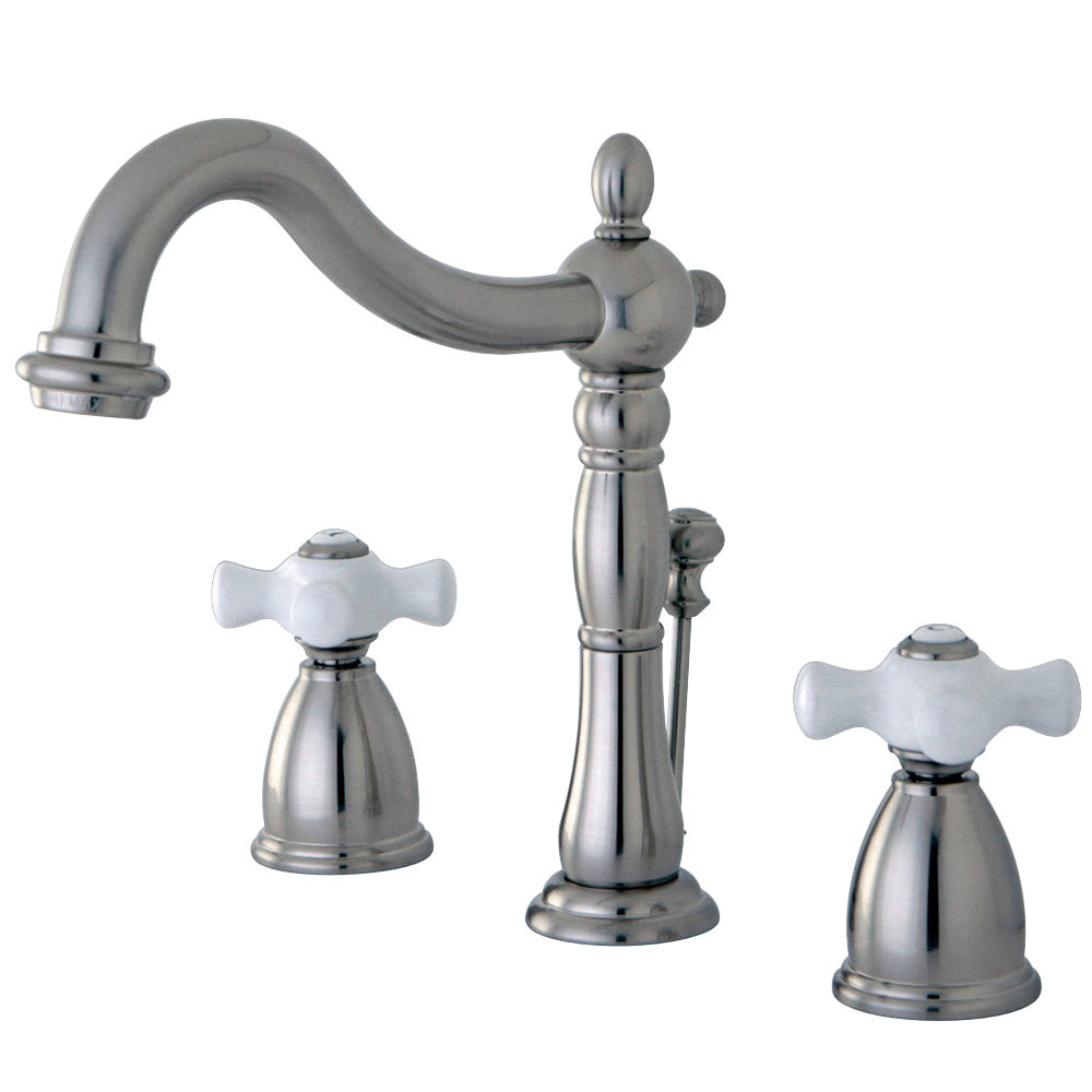 Kingston Brass KB1976PX Heritage Widespread Bathroom Faucet with Brass Pop-Up