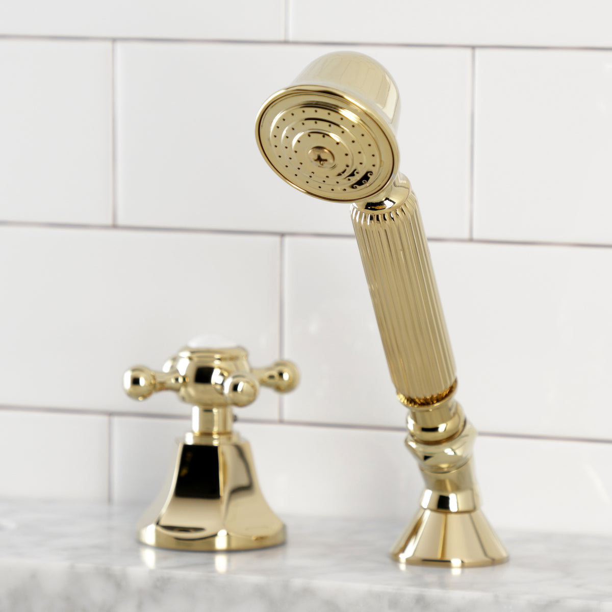 Kingston Brass Deck Mount Hand Shower with Diverter for Roman Tub Faucet
