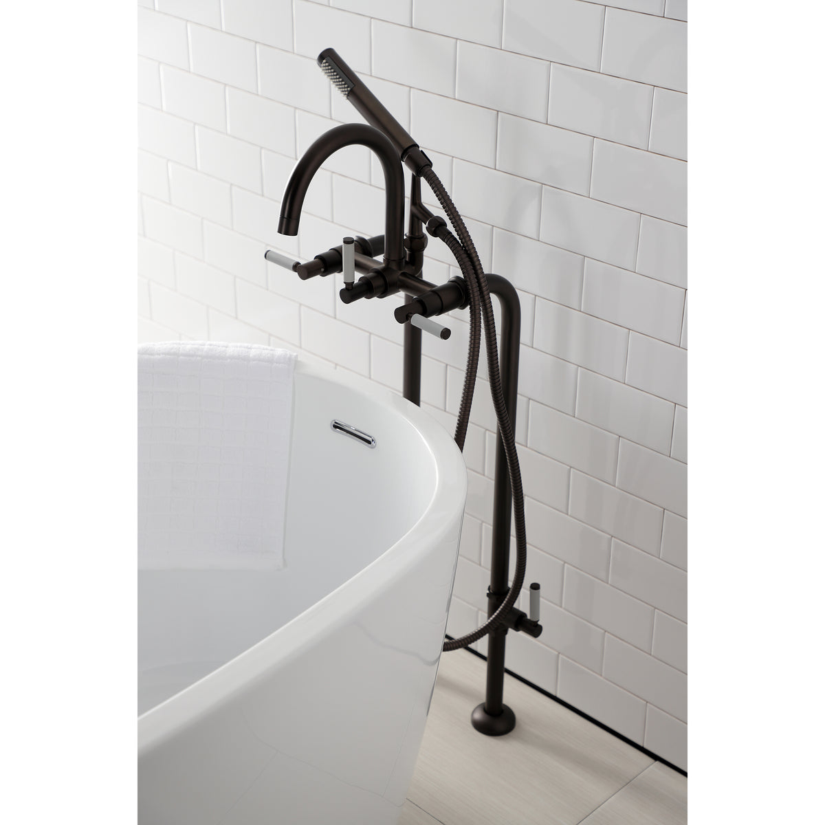 Aqua Vintage Concord Freestanding Tub Faucet with Supply Line, Stop Valve
