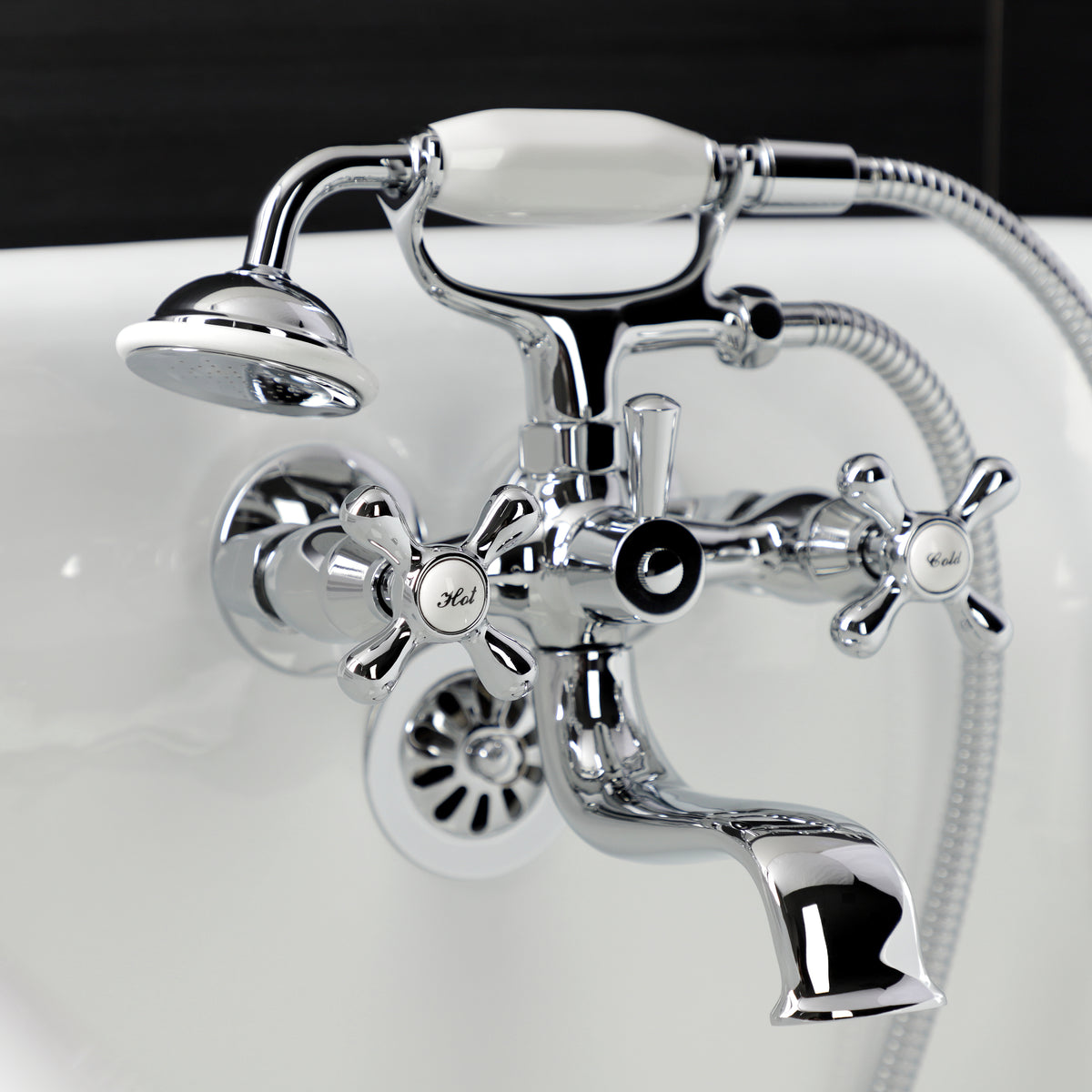 Kingston Wall Mount Clawfoot Tub Faucet with Hand Shower
