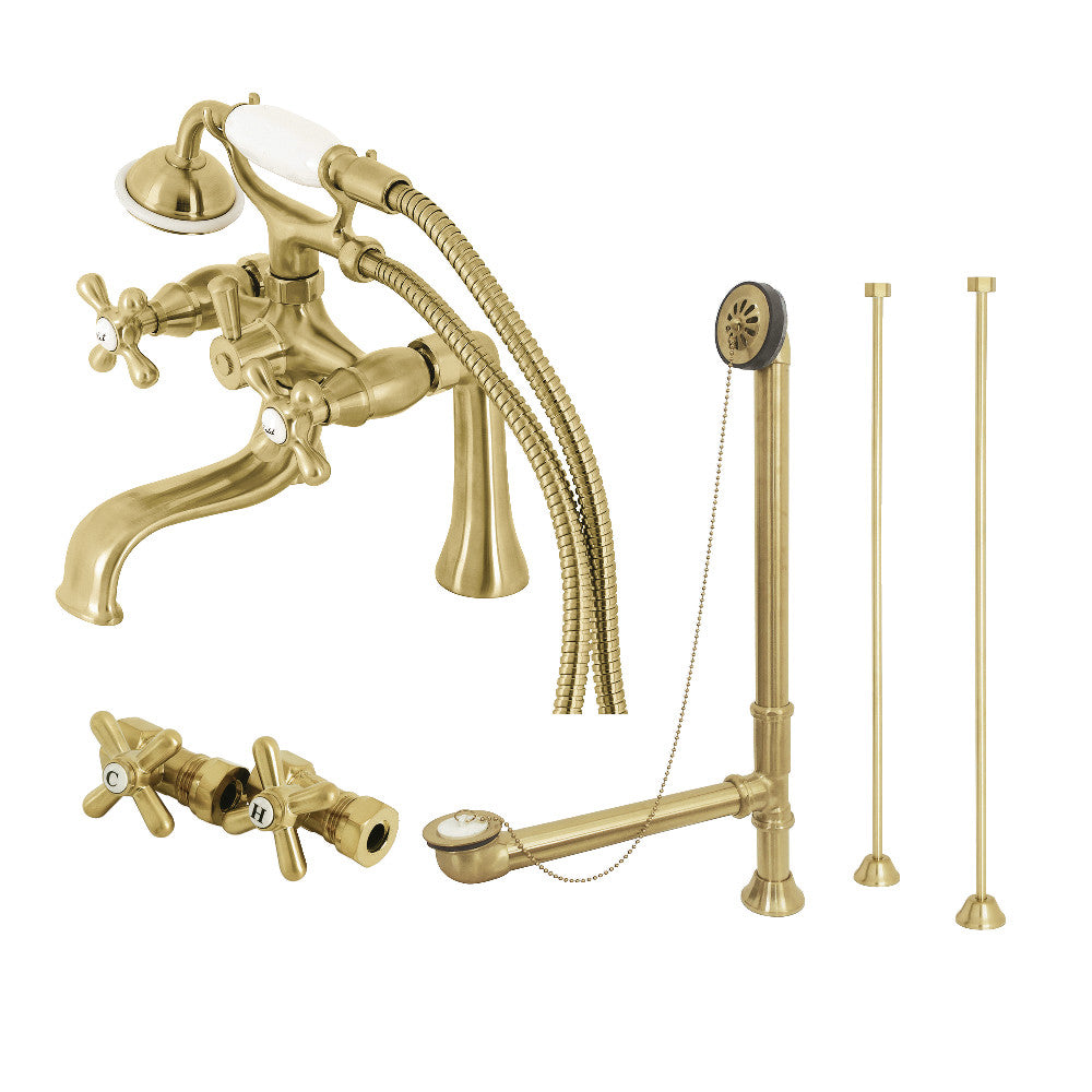 Vintage Deck Mount Clawfoot Tub Faucet Package with Supply Line