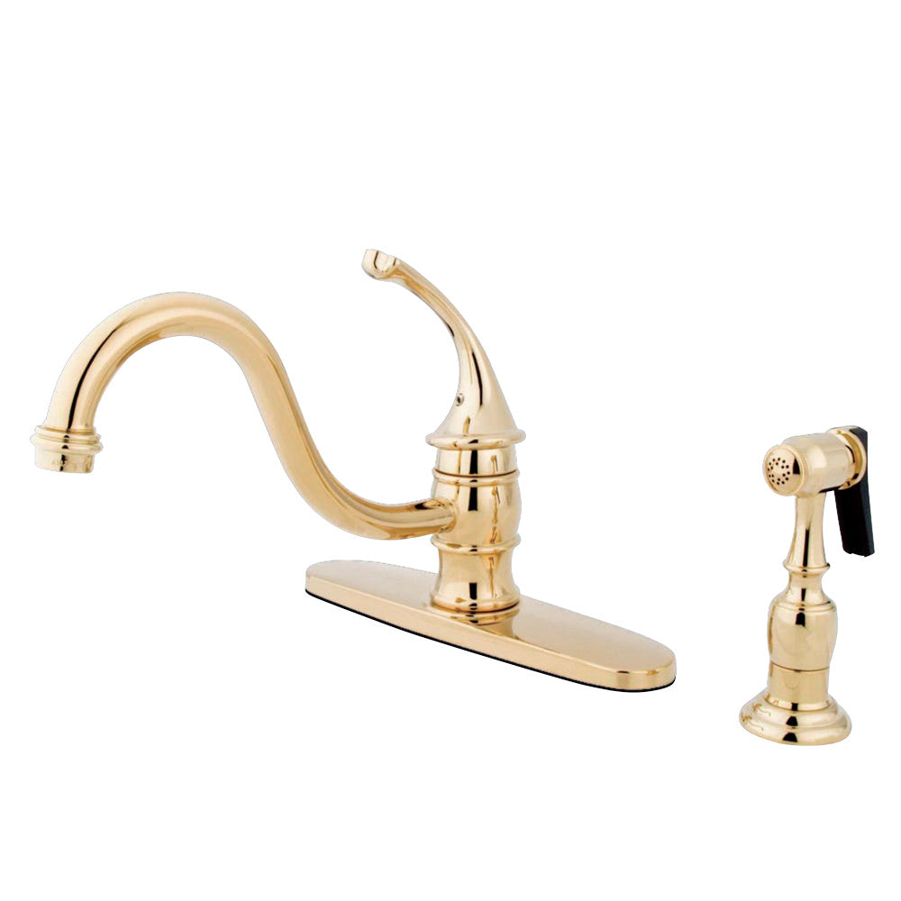 Kingston Brass KB3571GLBS Georgian 8&quot; Centerset Kitchen Faucet with Brass Sprayer