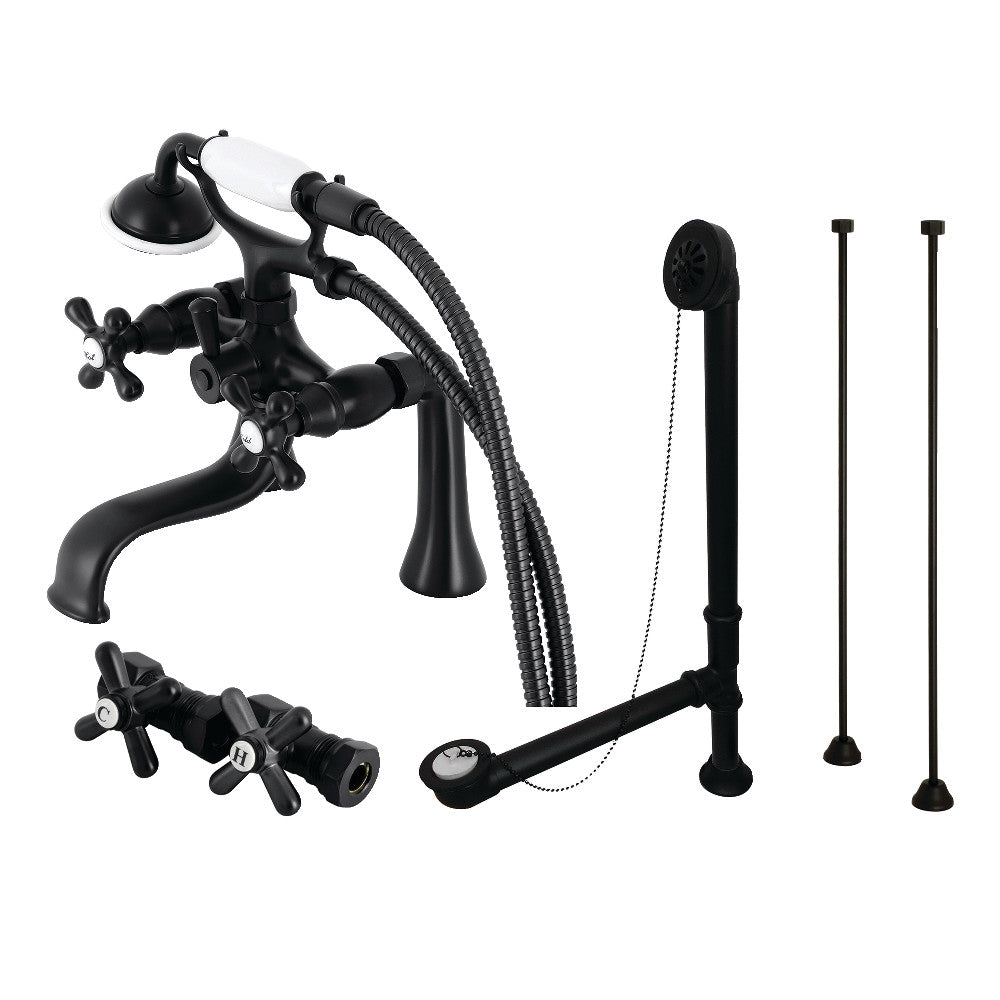 Vintage Deck Mount Clawfoot Tub Faucet Package with Supply Line