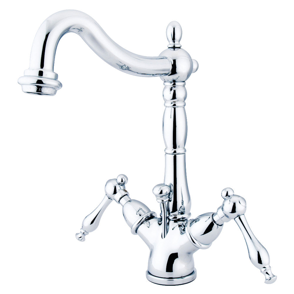 Kingston Brass KS1431NL Naples Two-Handle Bathroom Faucet with Brass Pop-Up and Cover Plate