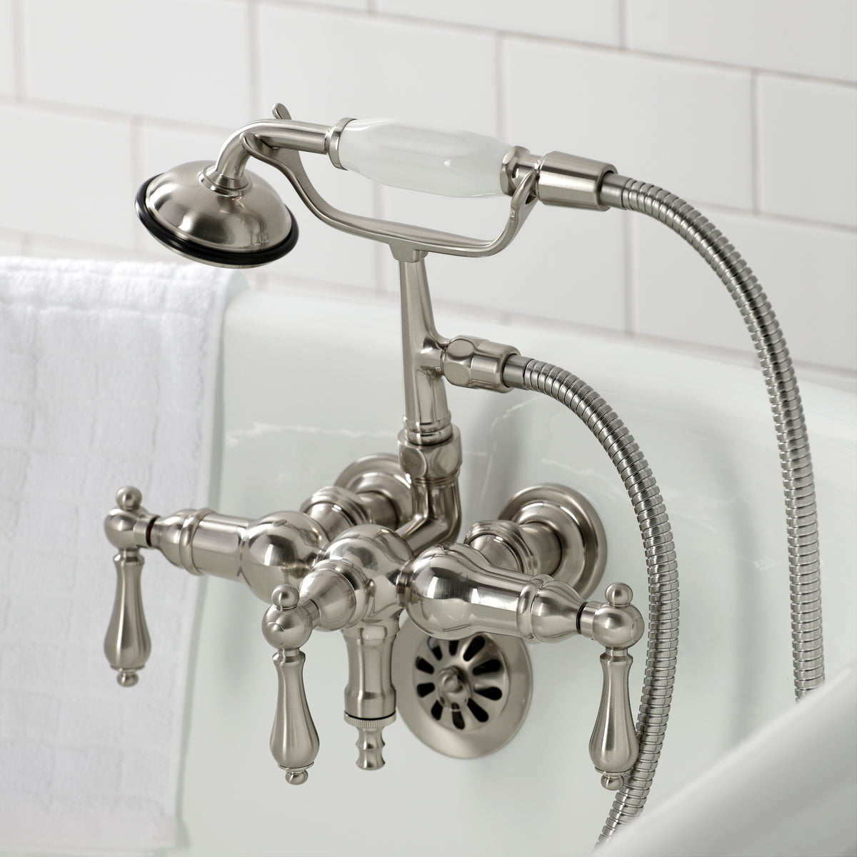 Vintage 3-3/8&quot; Tub Wall Mount Clawfoot Tub Faucet with Hand Shower