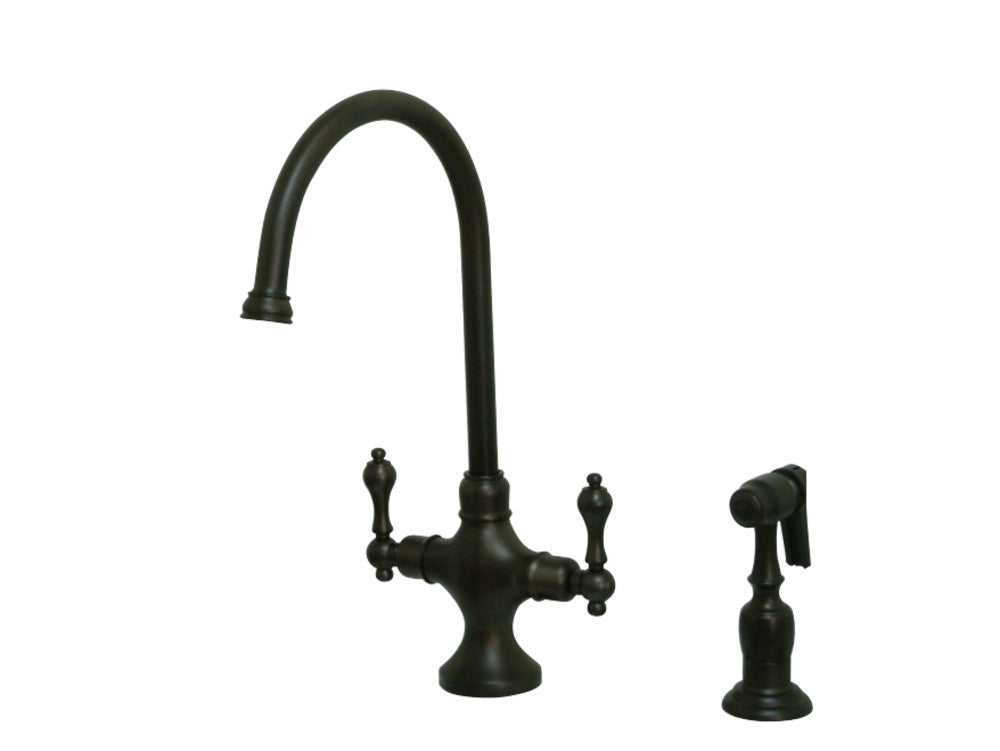 Kingston Brass KS1761ALBS Vintage Classic Kitchen Faucet With Brass Sprayer
