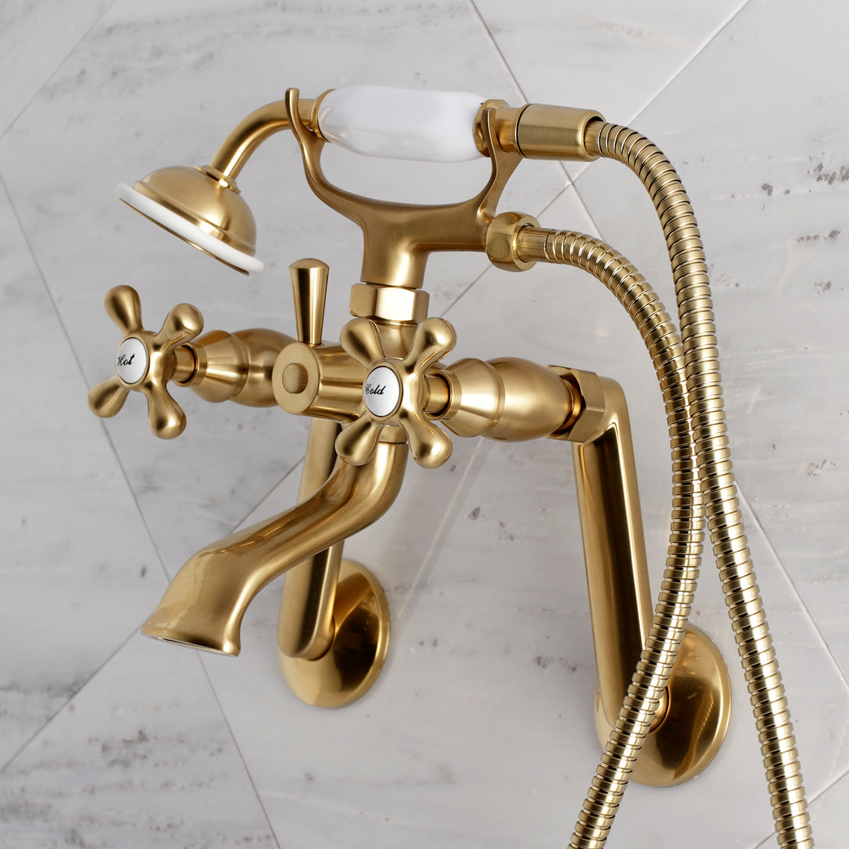 Kingston Tub Wall Mount Clawfoot Tub Faucet with Hand Shower