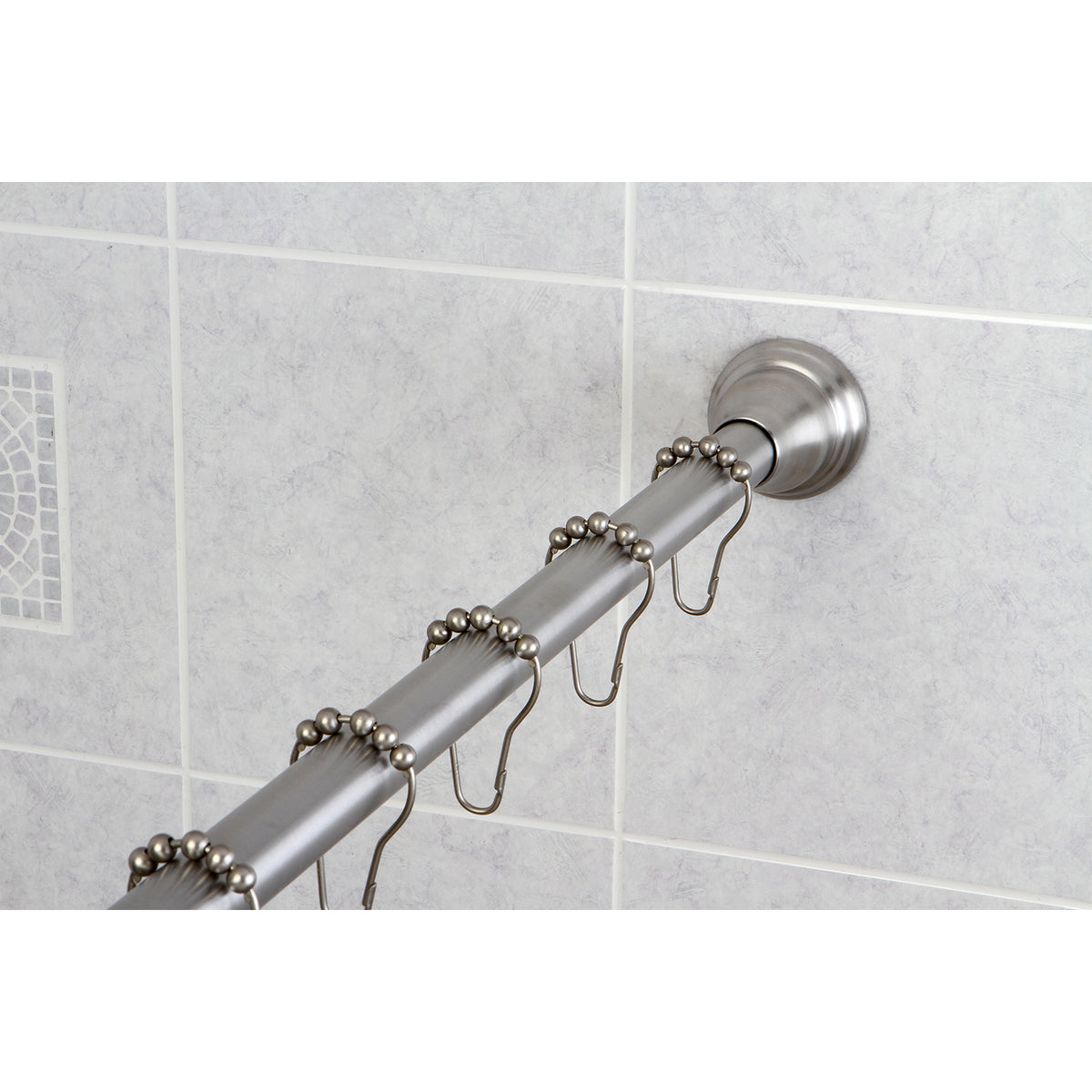 Kingston Brass Straight Shower Curtain Rod with Shower Curtain Rings
