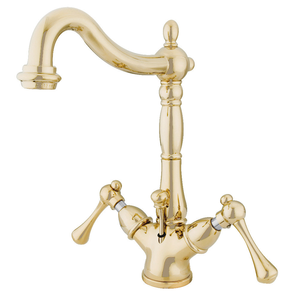 Kingston Brass KS1438BL Heritage Two-Handle Bathroom Faucet with Brass Pop-Up and Cover Plate