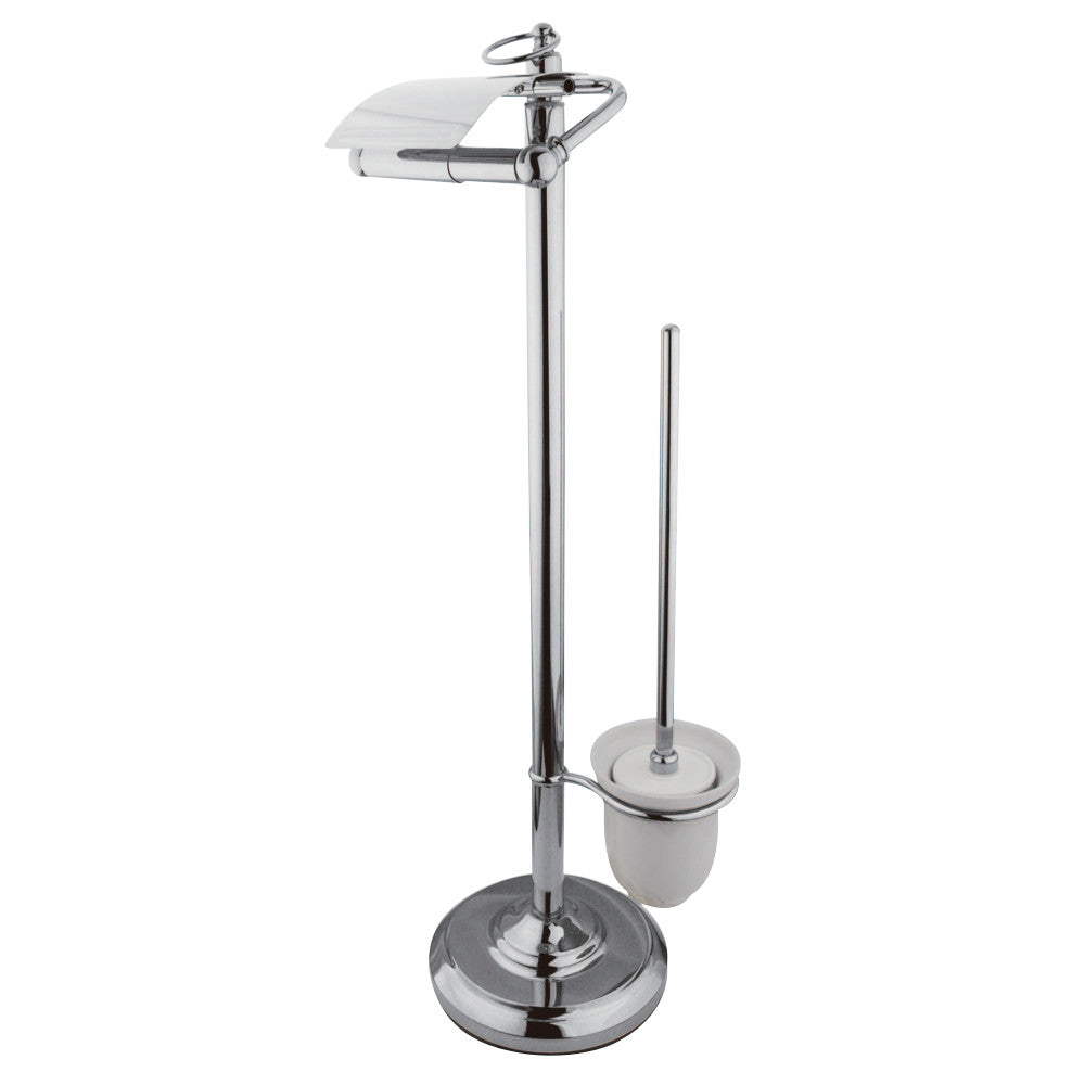Kingston Brass Pedestal Toilet Paper Holder Stand with Brush
