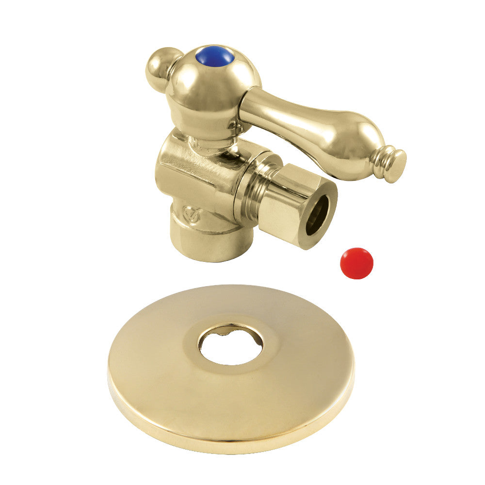Kingston Brass 1/2&quot; Sweat x 3/8&quot; OD Comp Quarter-Turn Angle Stop Valve with Flange