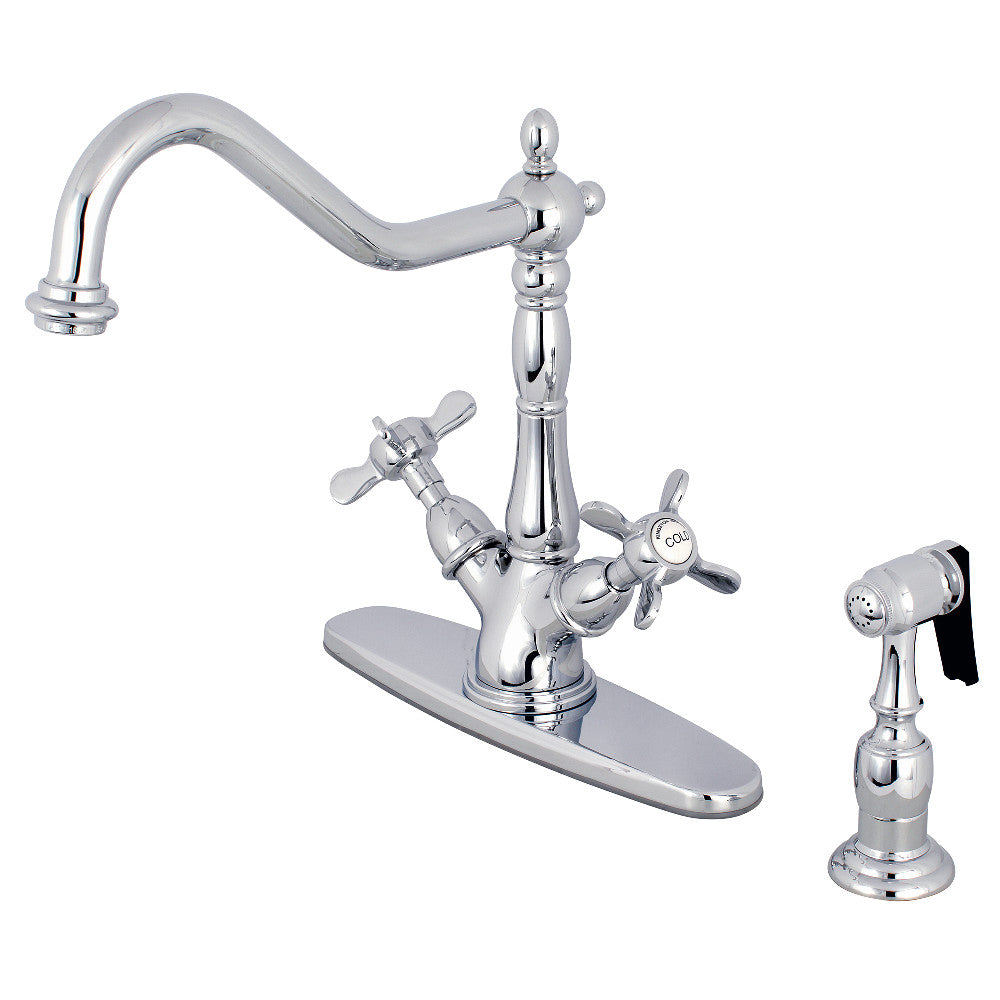 Kingston Brass KS1238BEXBS Mono Deck Mount Kitchen Faucet with Brass Sprayer