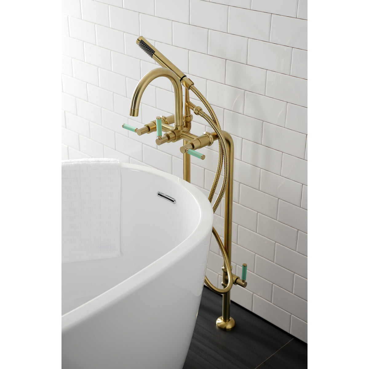Aqua Vintage Concord Freestanding Tub Faucet with Supply Line, Stop Valve