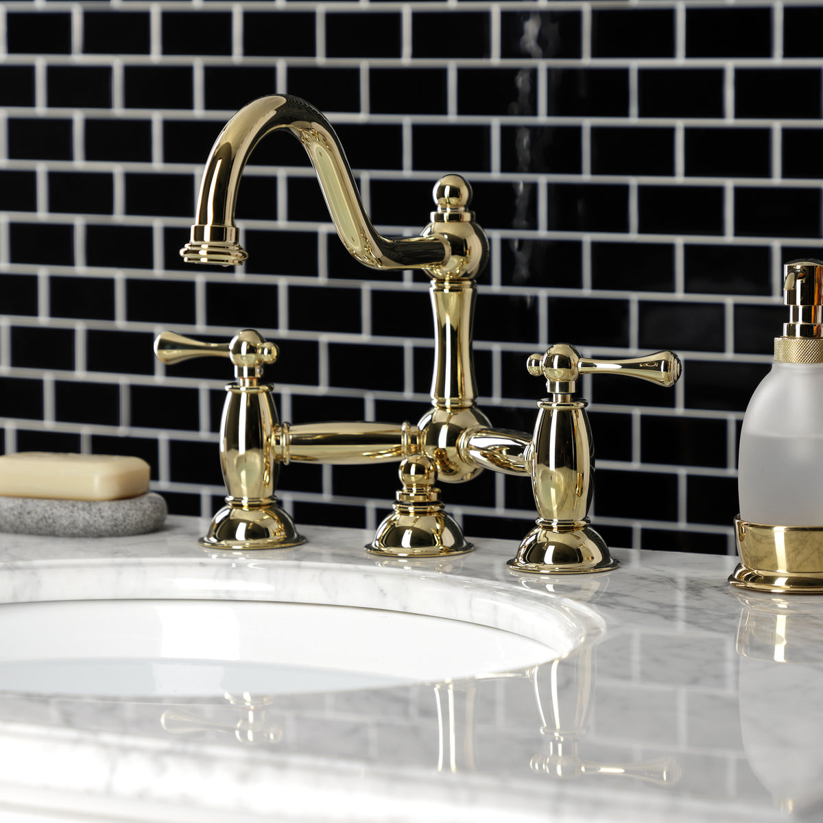 Kingston Brass KS3918BL Restoration Bathroom Bridge Faucet