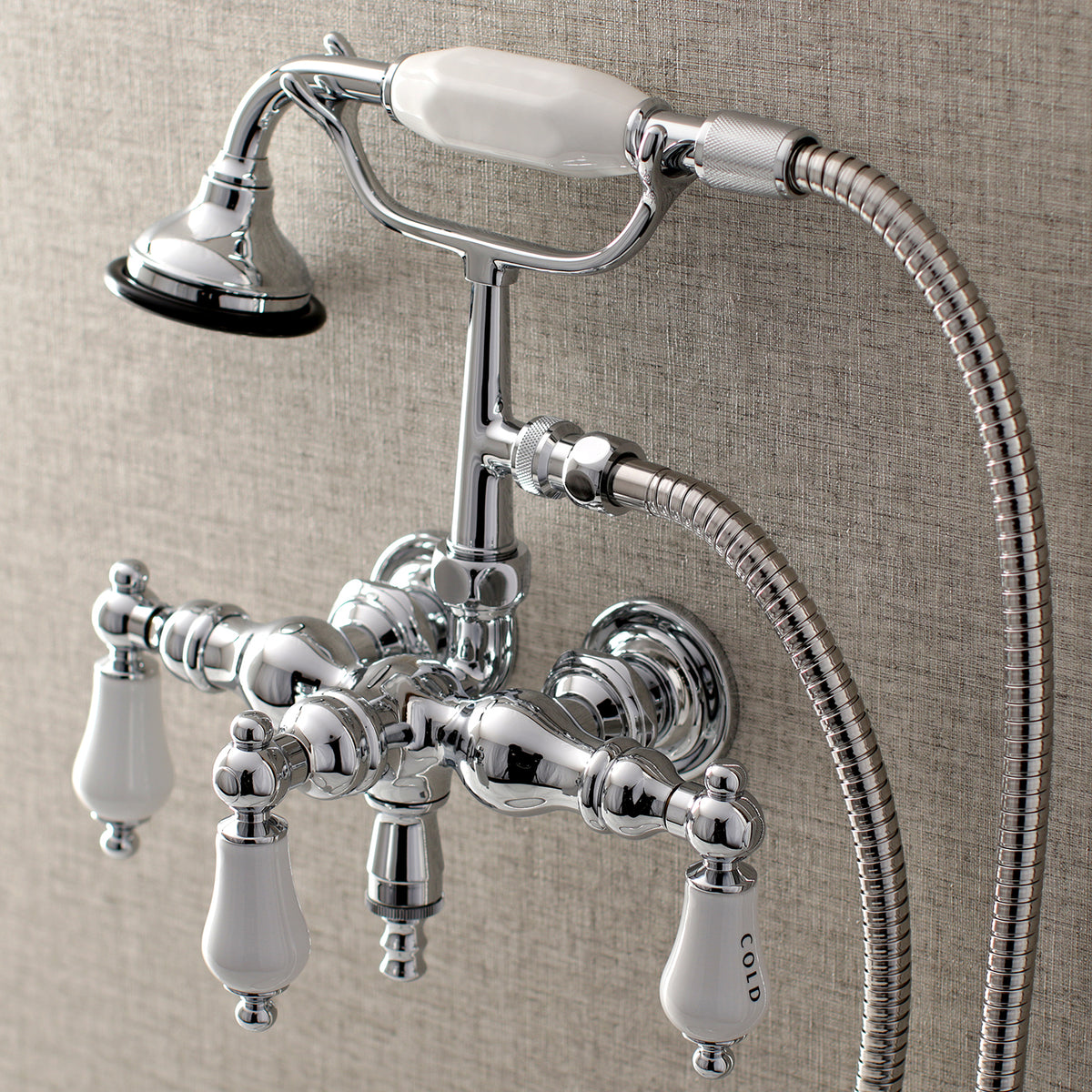 Aqua Vintage Vintage 39510 Inch Wall Mount Tub Faucet with Hand Shower