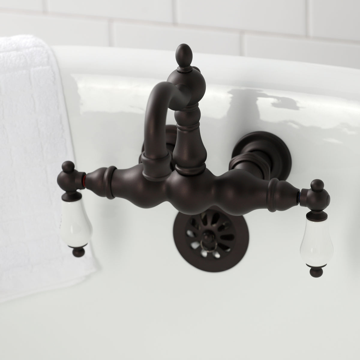 Heritage 3-3/8&quot; Tub Wall Mount Clawfoot Tub Faucet