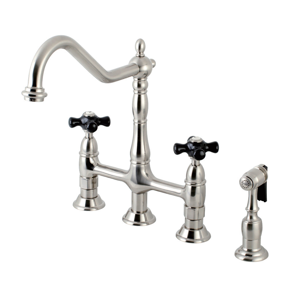 Kingston Brass KS1272PKXBS Duchess Bridge Kitchen Faucet with Brass Sprayer