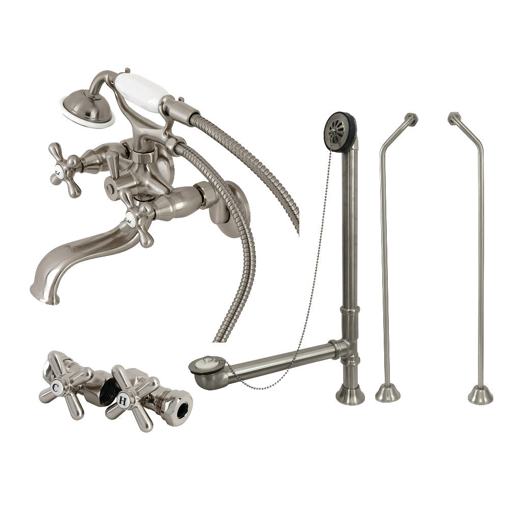 Vintage Wall Mount Clawfoot Tub Faucet Package with Supply Line