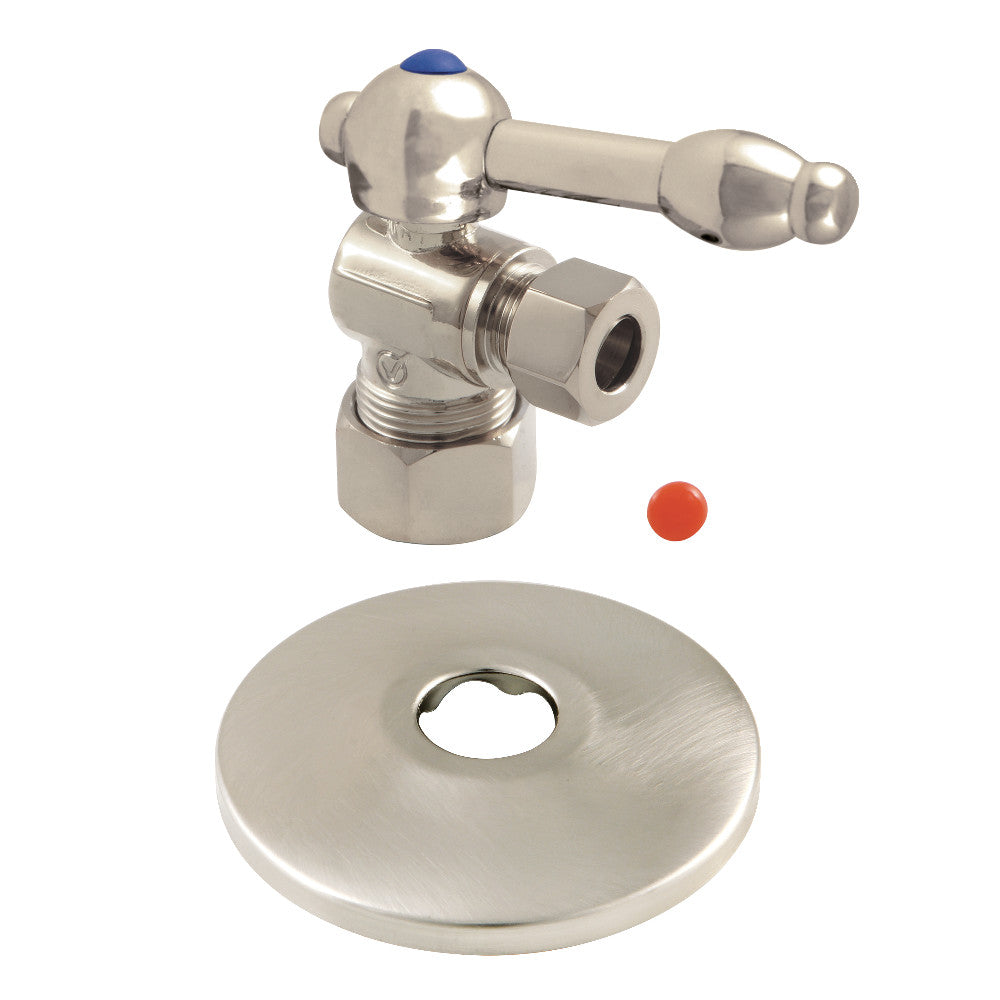 Kingston Brass 5/8-Inch X 3/8-Inch OD Comp Quarter-Turn Angle Stop Valve with Flange