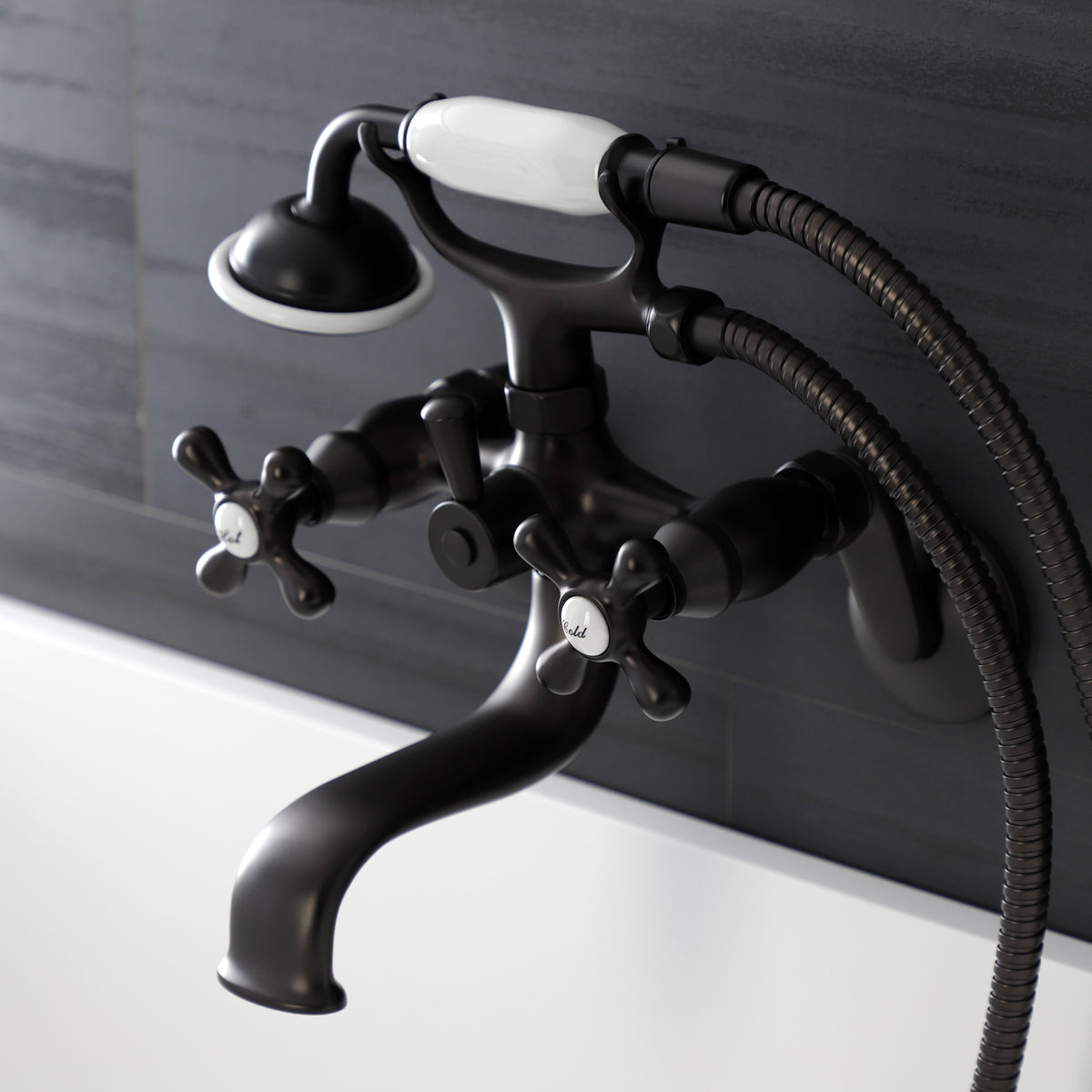 Kingston Wall Mount Tub Faucet with Hand Shower