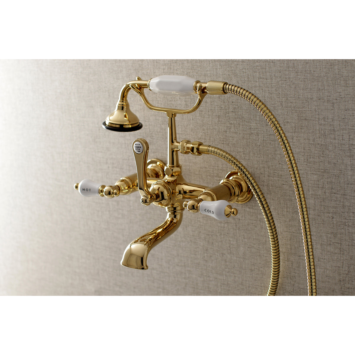 Aqua Vintage 7-Inch Wall Mount Tub Faucet with Hand Shower