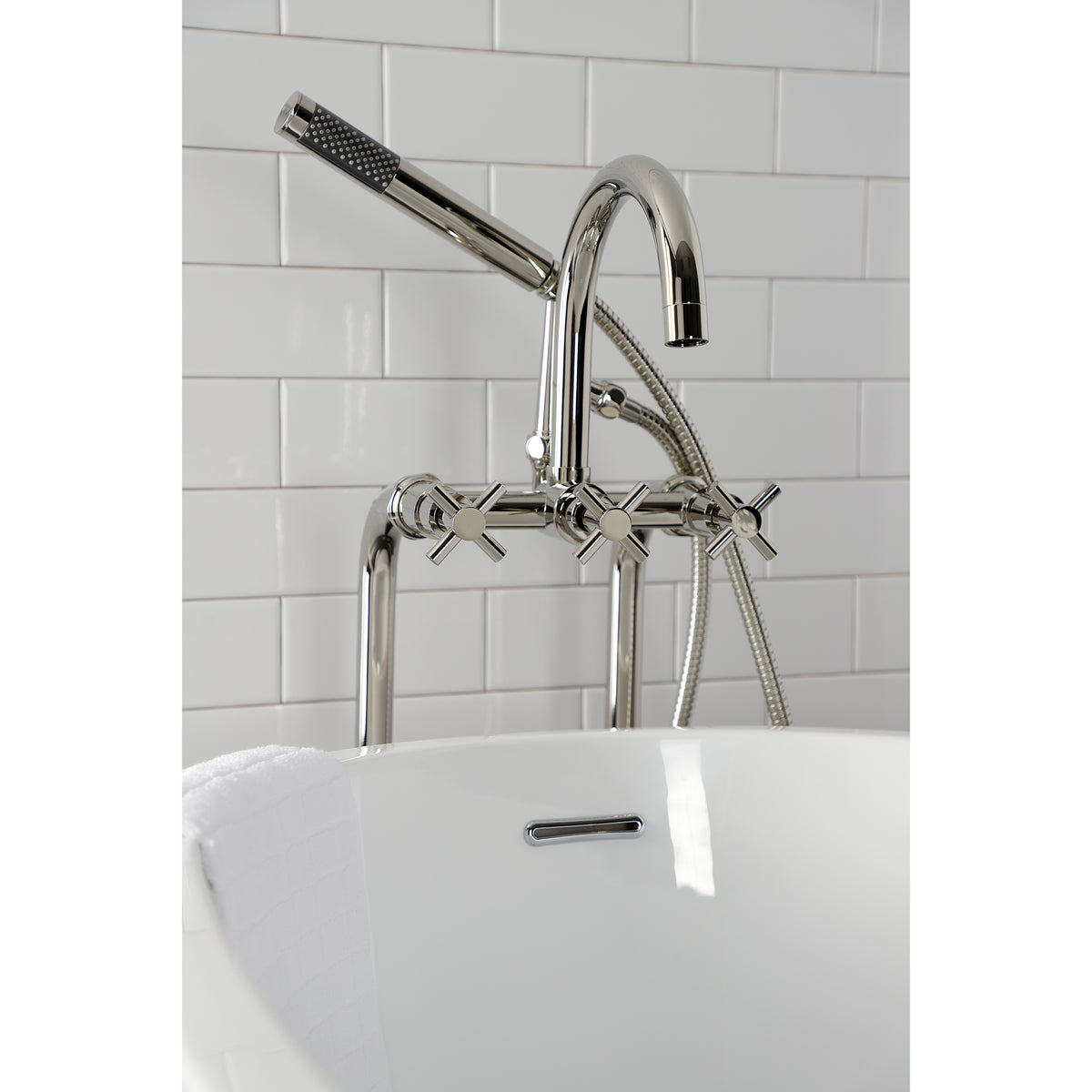 Aqua Vintage Concord Freestanding Tub Faucet with Supply Line, Stop Valve