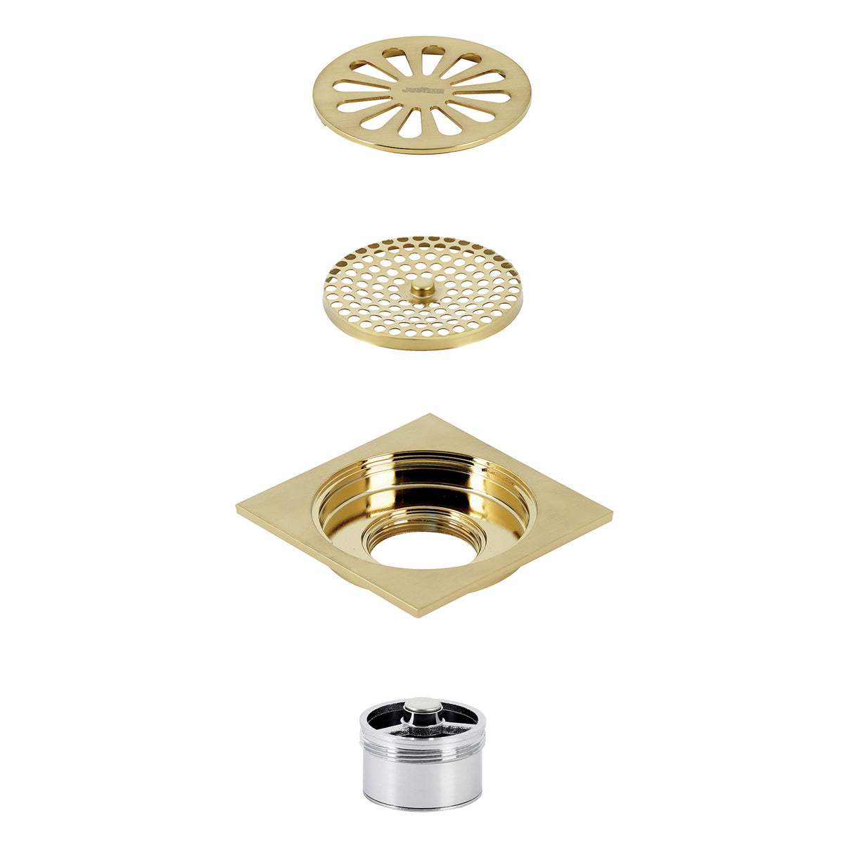 Kingston Brass Watercourse Sunburst 4&quot; Square Grid Shower Drain