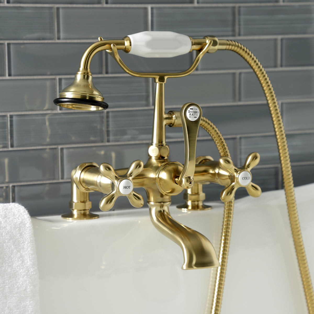 Aqua Vintage 7-Inch Tub Faucet with Hand Shower