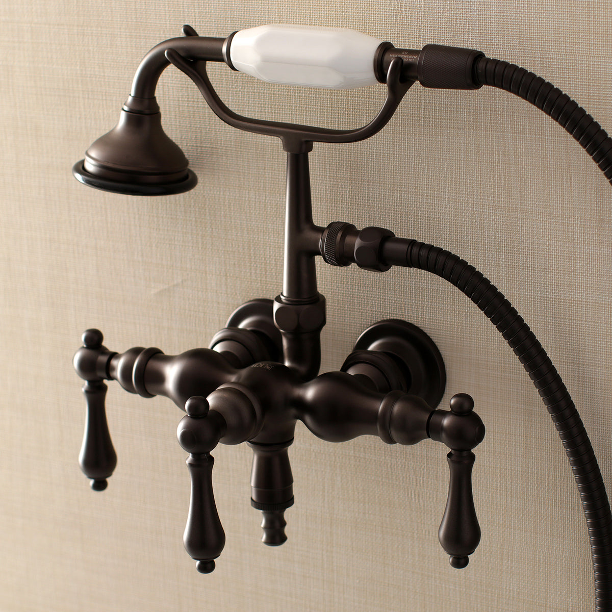 Aqua Vintage 3-3/8 Inch Wall Mount Tub Faucet with Hand Shower