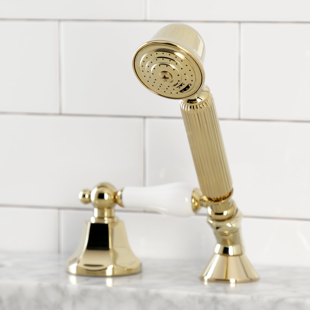 Kingston Brass Deck Mount Hand Shower with Diverter for Roman Tub Faucet