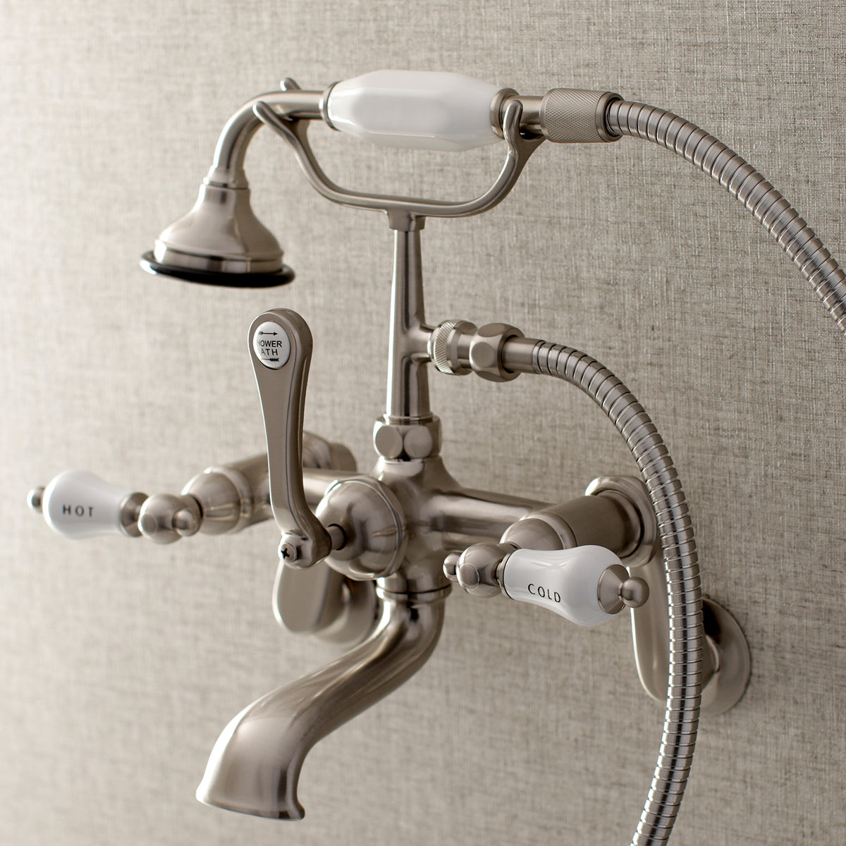 Aqua Vintage Wall Mount Tub Faucet with Hand Shower